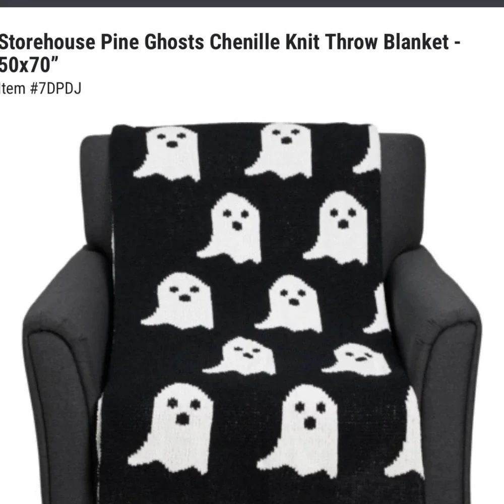 New Storehouse Pine Ghosts Chenille Knit Throw‎ Blanket Black White 50x70